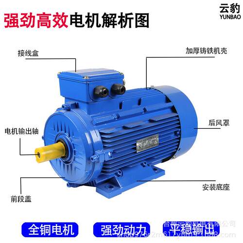 YE2大功率全铜三相异步电动机大马力钻床空压车床电机380V3KW工业