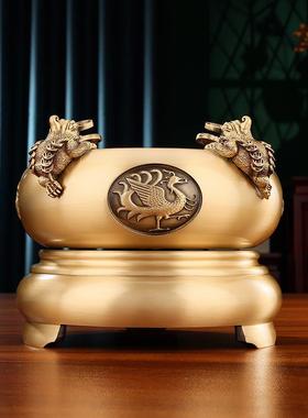 铜欣祥黄铜四神兽《四方来财》金蟾聚宝盆摆件家居办公前台礼品