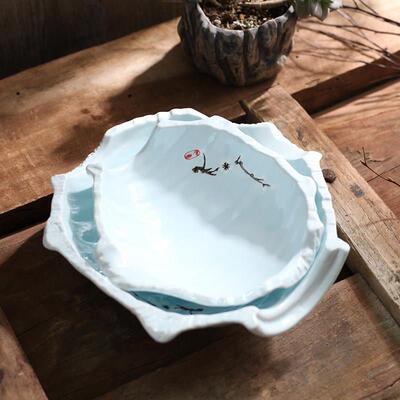 特色创意手绘中式陶瓷汤盘酒店餐具家用菜盘装饰摆件面碗水果盘子