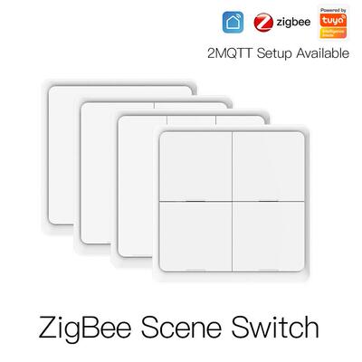 zigbee场景开关无线4键随意贴 涂鸦智能家居远程控制情景智能开关