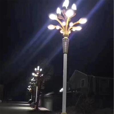 道路明景观路灯中华灯广 场12米中华LED高杆灯景观灯叉 八照九火