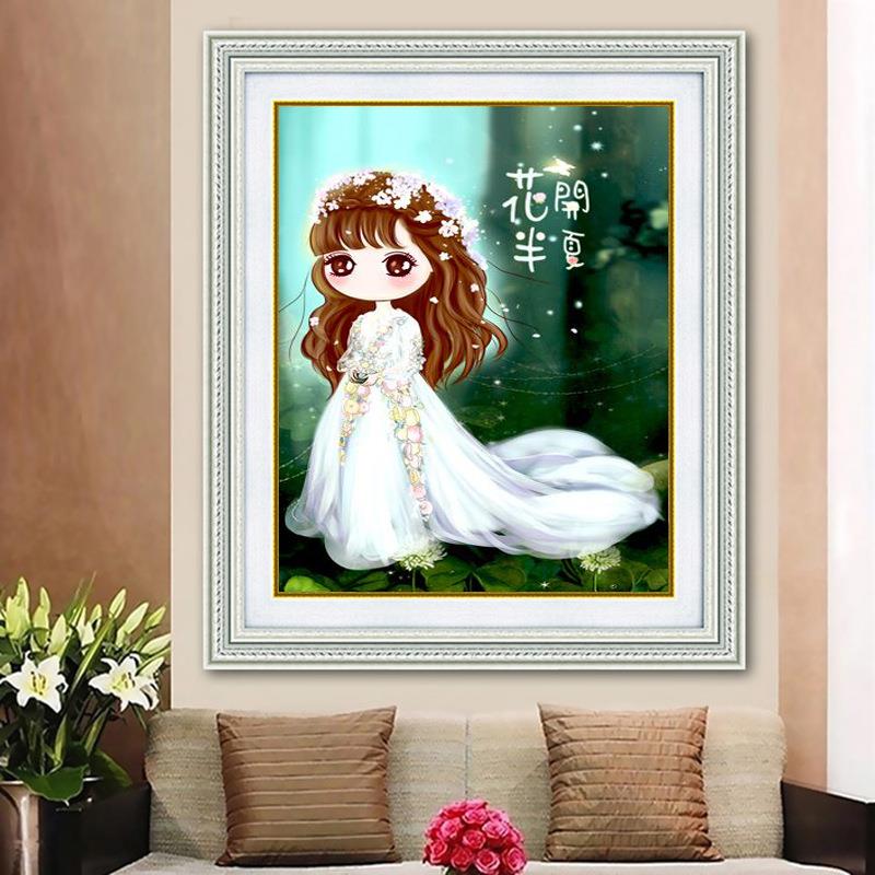 花开半夏女孩十字绣2024新款线绣客厅小幅卧室自己绣手工小件简单