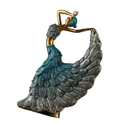 Resins Peacocks Dancer Statue Shelf Decors Accent Peacocks