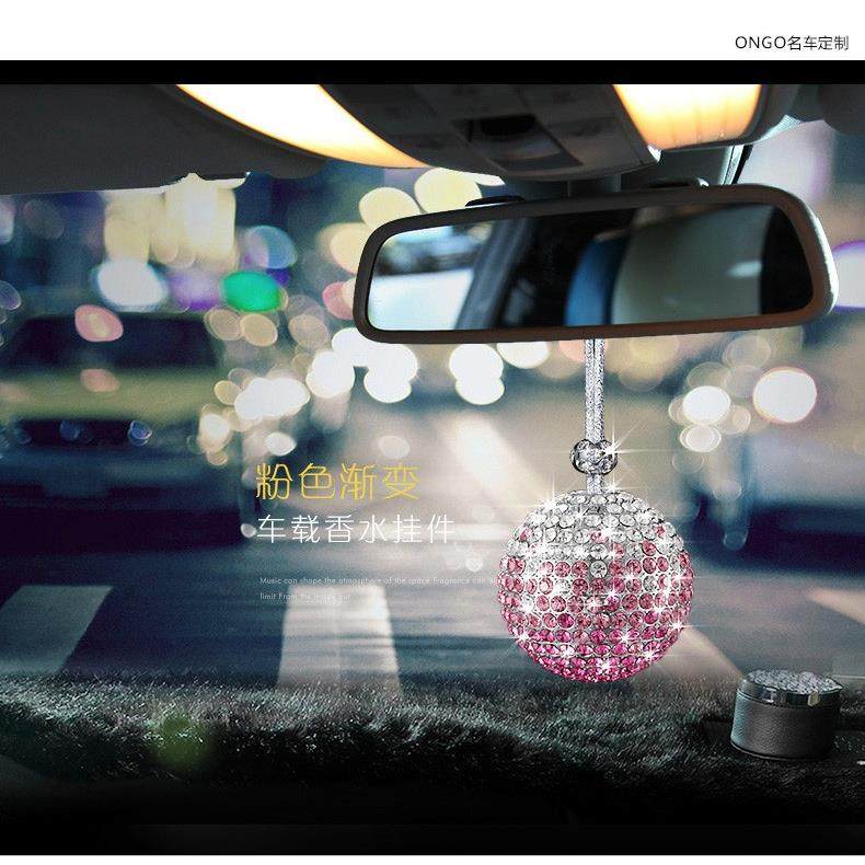 正品ON饰GO形动后视镜晶挂件车载香薰汽车香水水球品镶钻闪球生日