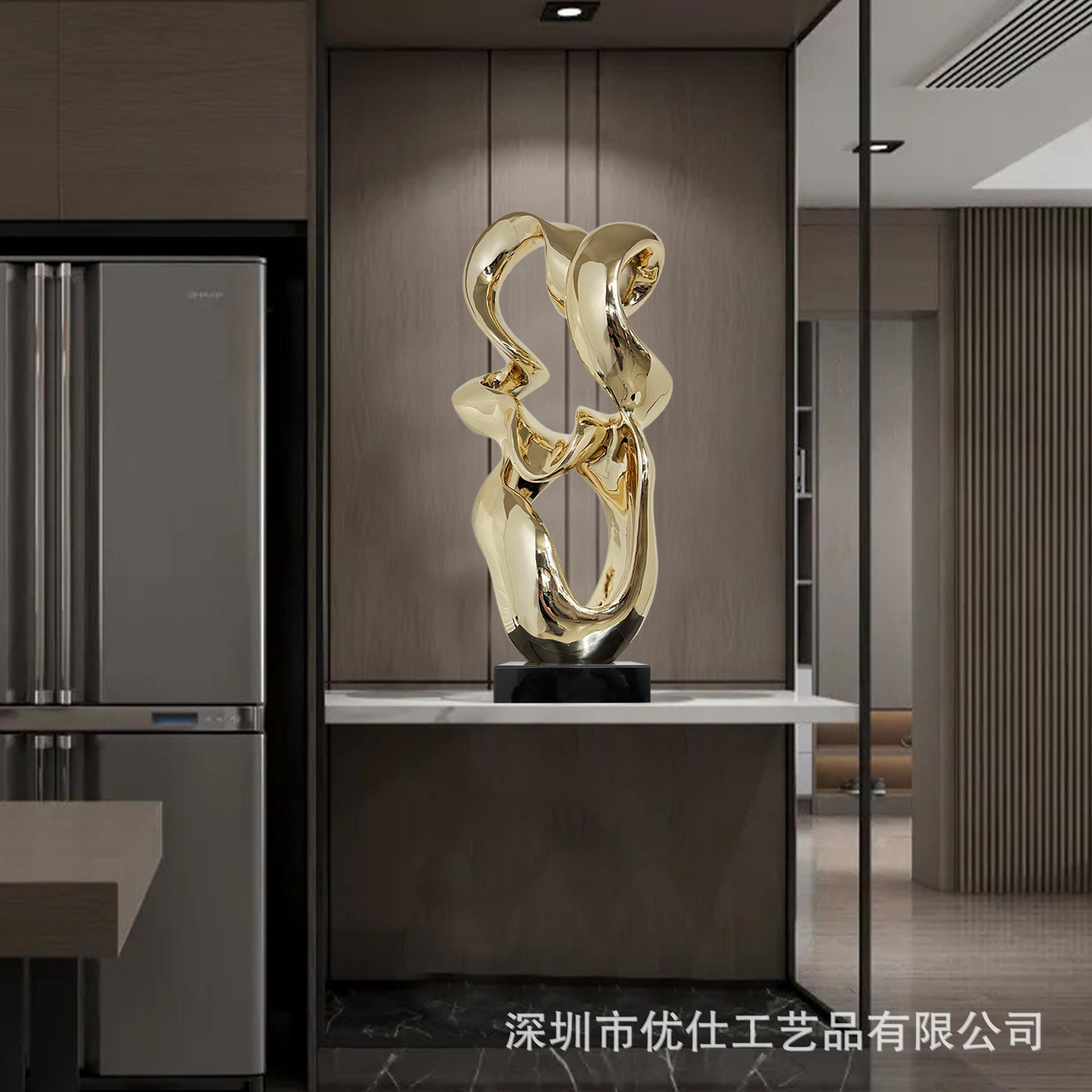 畅顺抽象树脂雕塑玄关装饰品客厅落地摆件样板间软装酒店大堂摆设