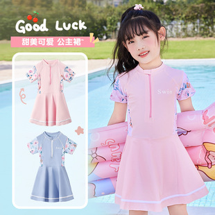 备 小中大童女孩休闲玩水运动泳衣泳裙学生游泳装 儿童泳衣夏季 新款