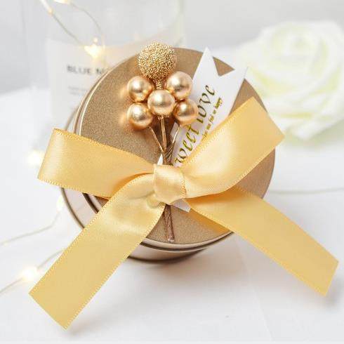 正品手结婚喜糖盒子马铁盒个性糖果盒礼包装盒圆形金色口伴礼品