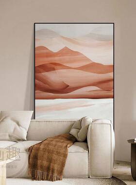 侘寂风客厅橙色落地画 现代餐厅抽象沙漠装饰画 可定制现代简约装