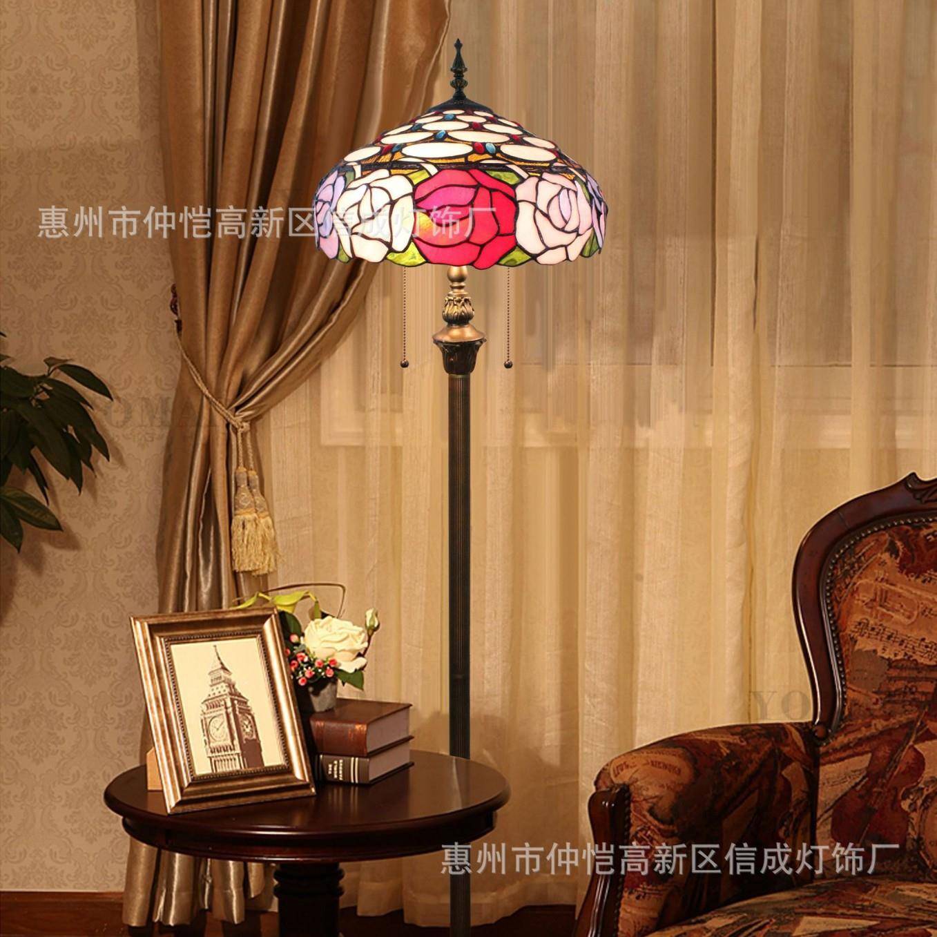 蒂凡尼欧式复古花团锦簇餐厅酒吧咖啡厅书房别墅婚房卧室落地灯