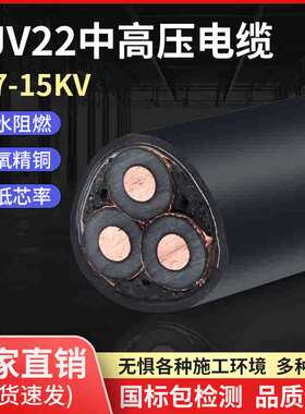 国标YJV22铜芯高压电缆3芯35/50/70/95/120/40平方10KV铠装电缆