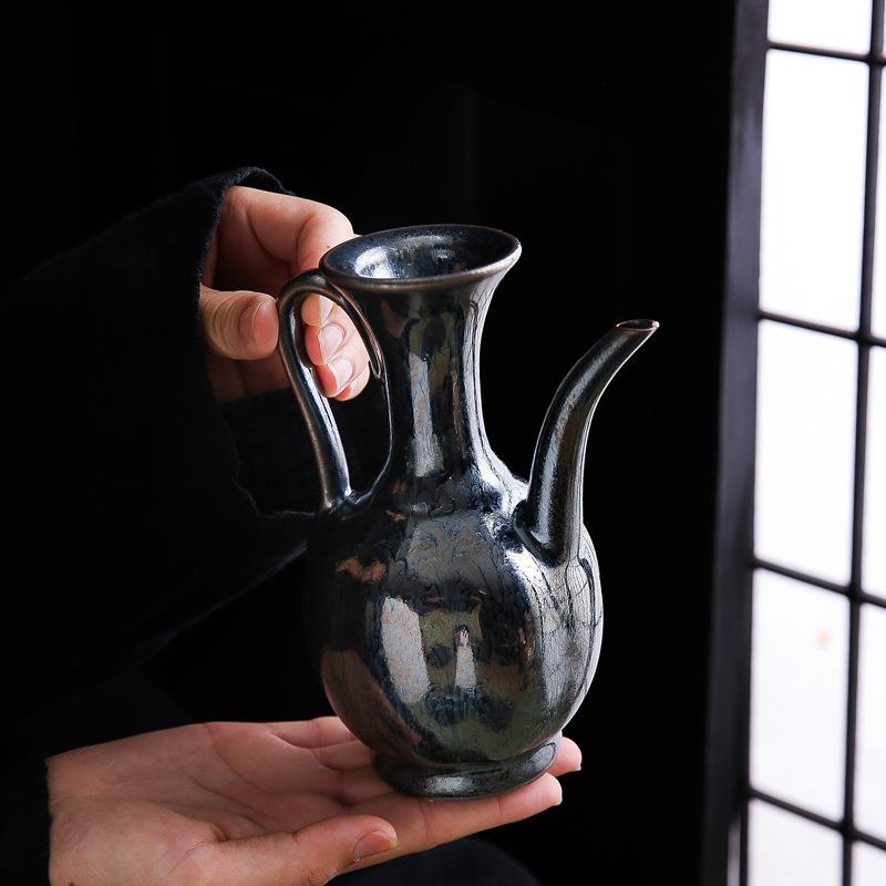 建盏点茶壶仿宋点茶工具手执壶家用陶瓷温酒壶大容量茶壶抹茶茶壶