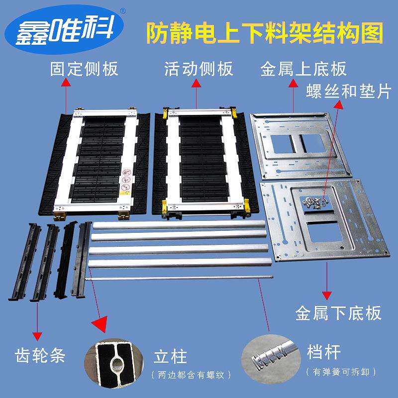 防静电SMT自动上下料架PCB电路板存放料框周转架压扣调节式静电框