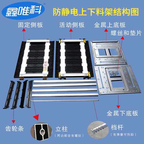 防静电SMT自动上下料架PCB电路板存放料框周转架压扣调节式静电框