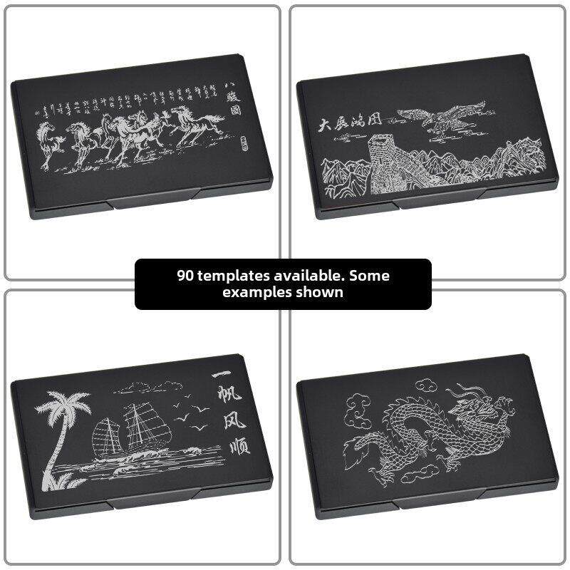 黑钛钢名片盒便携式免费雕刻名片持有人男子金属名片盒企业定制标