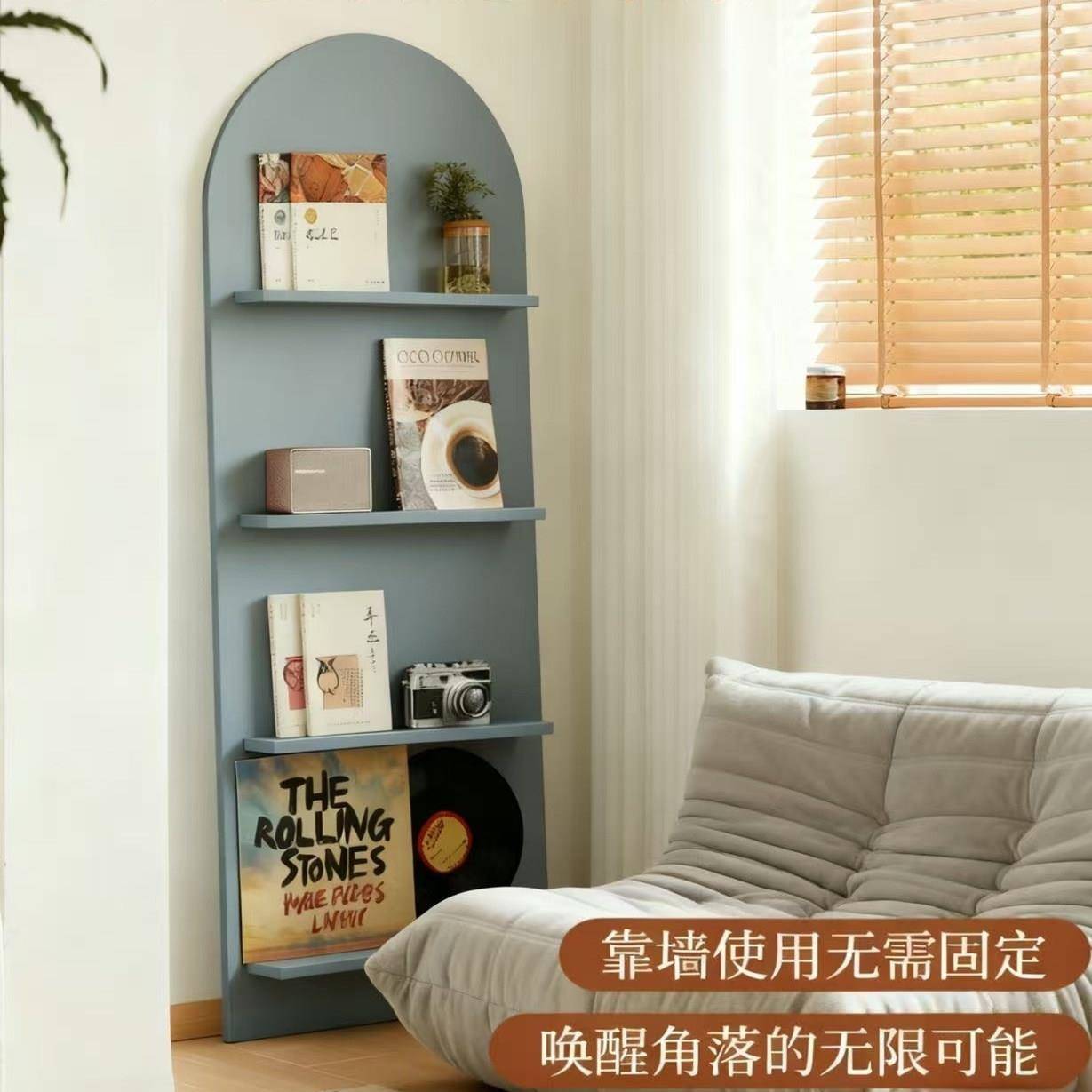 网红ins风中古杂志架落地展示架靠墙书报架报刊架实木多层置物架