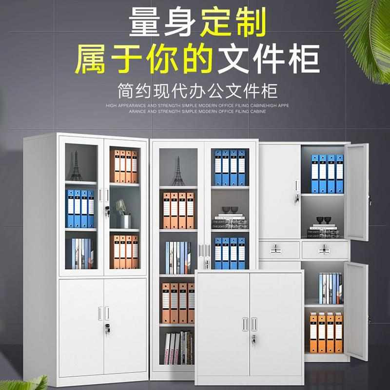 新款直销钢制文件柜加厚财务凭证柜带锁办公室对开门铁皮储物柜档