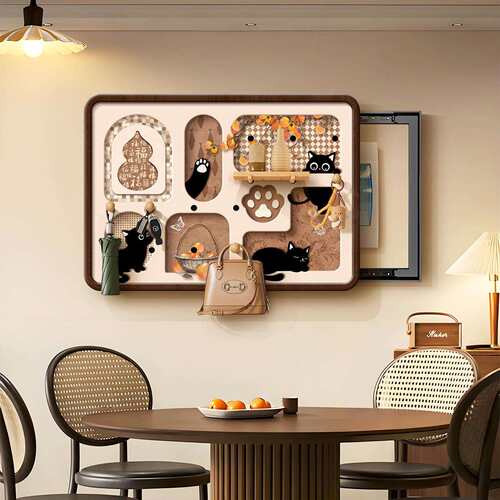 中古风电表箱装饰画复古猫免打孔洞洞板配电箱遮挡电闸开关盒壁画