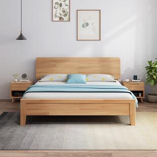 实木代简约1LC-03.8米双人床主卧15米橡现木经济型出.租房1.2m单