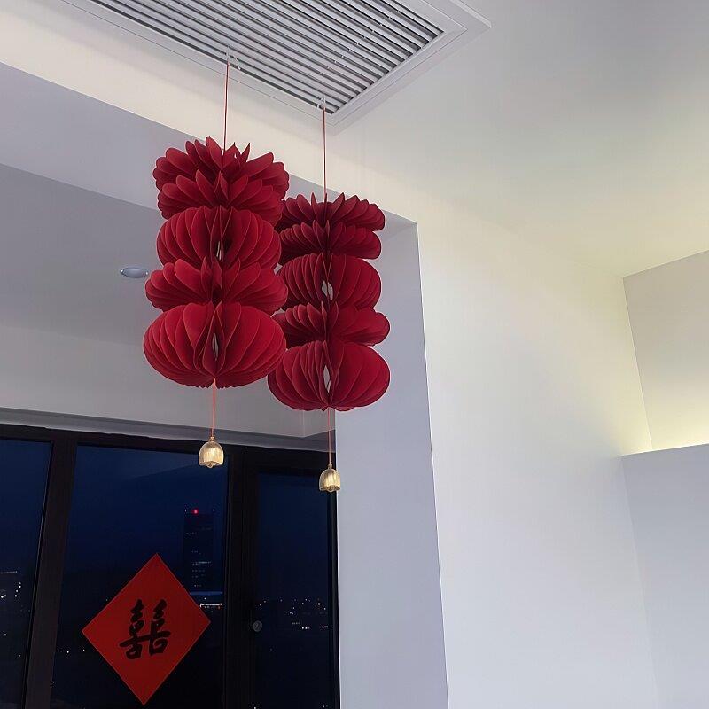 结婚立体门楣挂饰灯笼挂件婚礼房门装饰订婚门上布置门饰婚房喜字