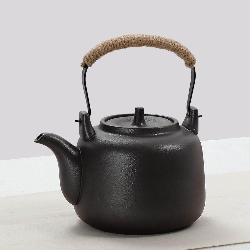 家用黑陶煮水茶壶适用于电陶炉功夫茶具 潮州产耐热陶瓷烧水壶 提