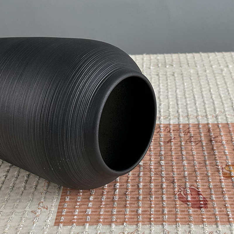 陶瓷粗陶复古黑色陶罐花瓶摆件黑陶客厅银柳桌面大号冬青干花插花,家居饰品,花瓶,淘宝优惠券,粉丝福利购,淘宝优惠卷