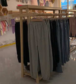 童装店展示架儿童服装货架落地式架子中岛实木双杠陈列架鞋架