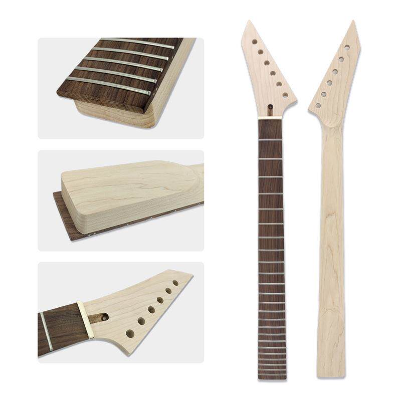 厂家直销枫木半成品琴柄电吉他反手琴颈玫瑰木指板单摇24品25.5寸