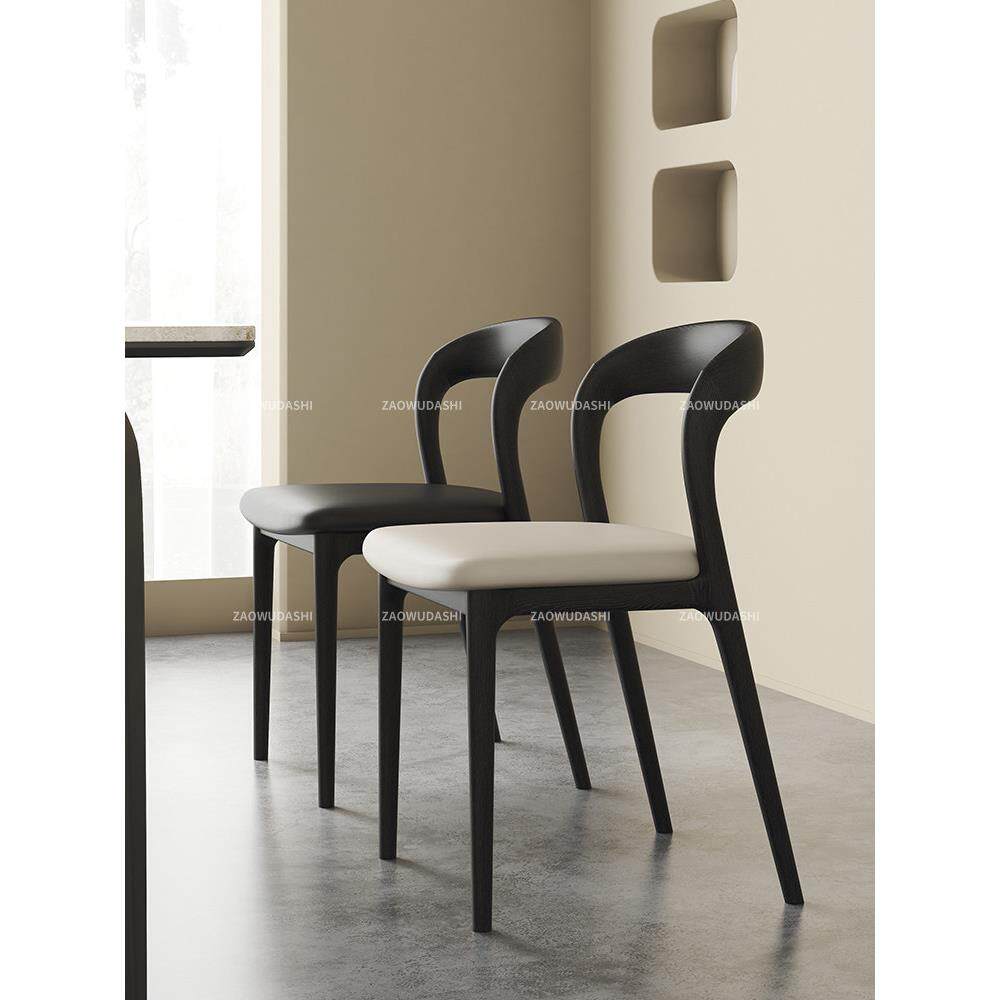 意大利极简实木餐椅，家居彷古风格靠背椅，高端设计师酒店用餐学