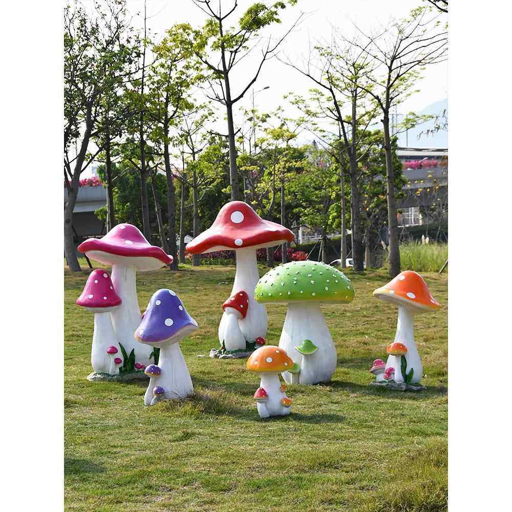 户外草坪仿真蘑菇大型摆件花园庭院装饰幼儿园林景观小区植物雕塑