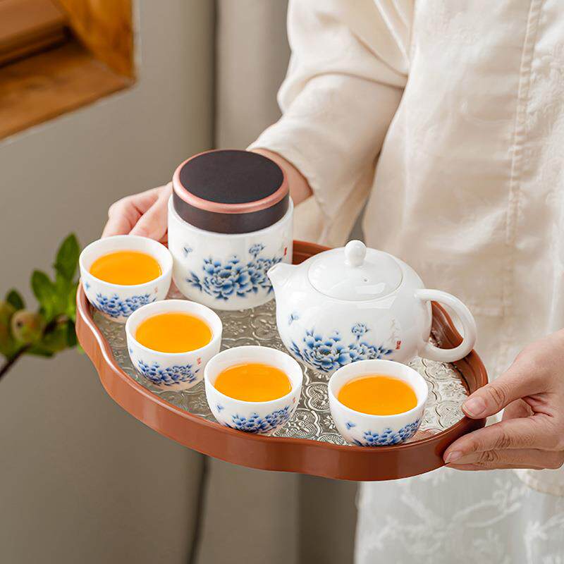 国潮简约旅行茶具便携式白瓷套装户外旅游泡茶喝茶装备随行快客杯