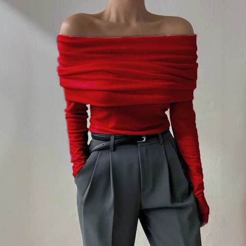 Florrie Off Shoulder Foldover Sleeve Chocolate Long