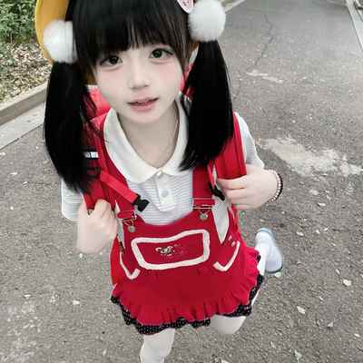 少量现货掉落mp女儿服灯芯绒背带裙可爱软妹刺绣双子色喵喵小鸟机