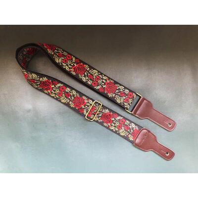GIGFORU经典复古红玫瑰吉他背带贝斯等电吉他背带guitar strap