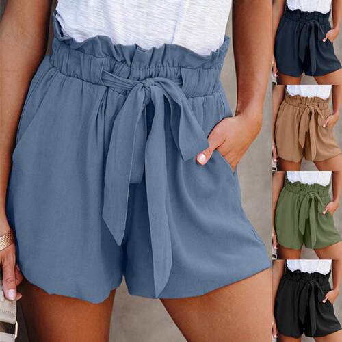 Elastic waisted lace up pants for women, high waisted