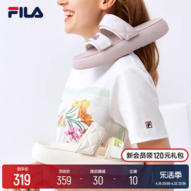 FILA 斐乐女鞋运动拖鞋沙滩鞋夏凉拖魔术贴休闲鞋DONUT甜甜圈