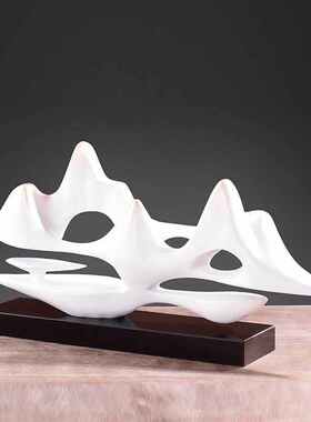 新中式假山摆件酒店售楼处样板房云山摆设客厅电视柜玄关软装饰品