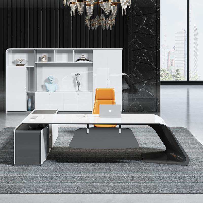 烤漆老板桌简约现代时尚总裁桌组合经理桌主管桌大班台老板办公桌