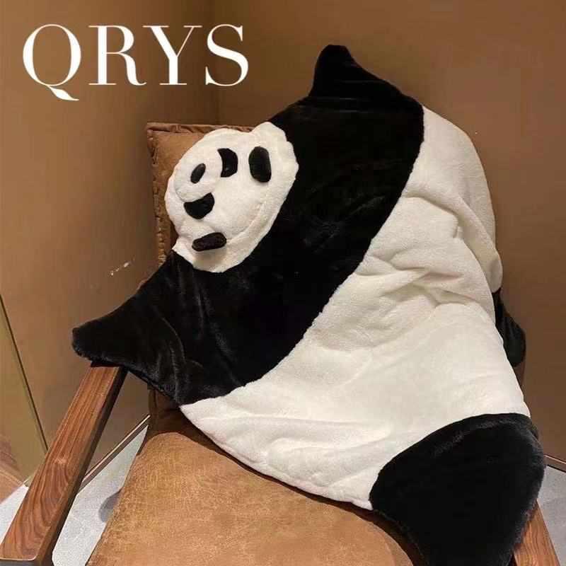 熊猫毛毯午睡盖毯午睡毯办公室抱枕二合一被子两用沙发毯毯子毛毯