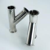 304不锈钢斜Y快装 45度Y型三通管件接头卫生级精抛光分流接头厂家