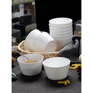 餐具碗10个18733装白骨瓷碗家纯用45英寸饭碗.白色瓷碗陶面碗10只汤碗
