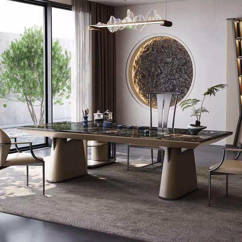 现代轻奢大理石茶桌泡茶台办公室高端天然奢石大板茶桌椅组合