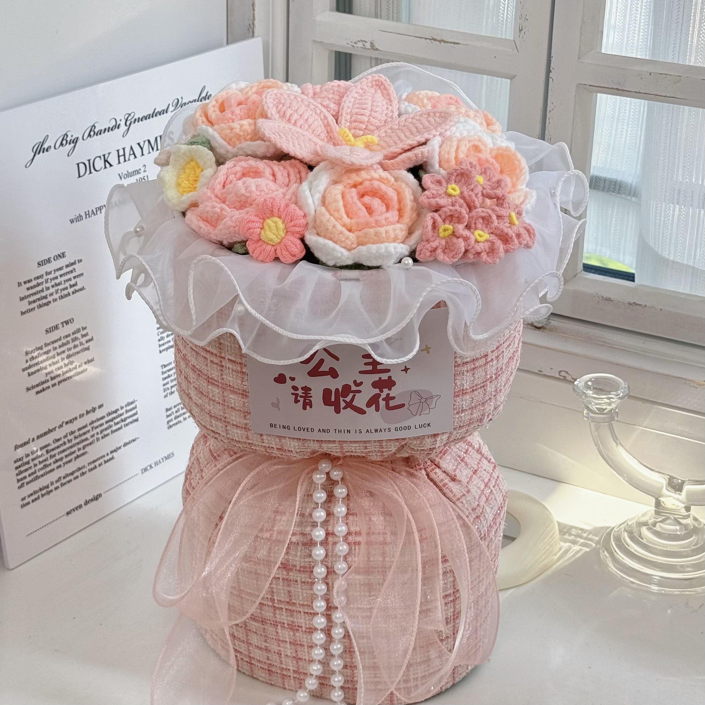生日礼物送女生手工编织花束针织毛线花成品创意送妈妈长辈实用