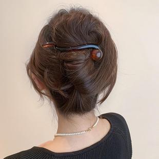 简约气质椭圆发夹女脑后勺高级感一字扭扭夹大号盘发量多头饰夹子