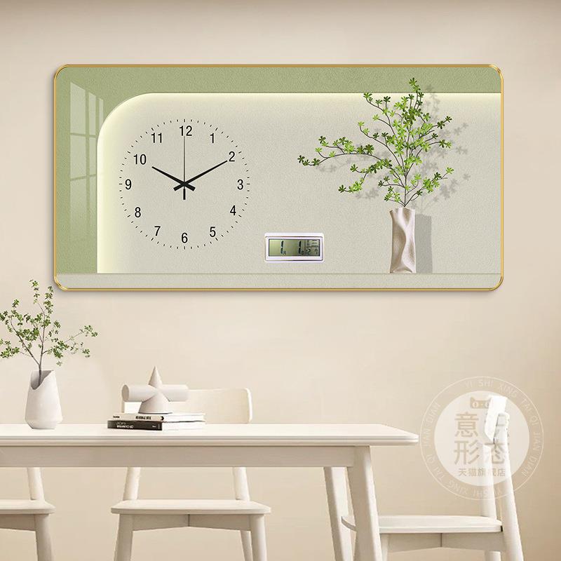 小清餐厅装饰画装2025新款电SNP子时钟新万年历绿植客厅饰画钟表