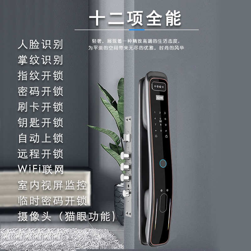 指纹锁家用防盗门人脸识别智能门锁全自动猫眼可视门锁家用电子锁