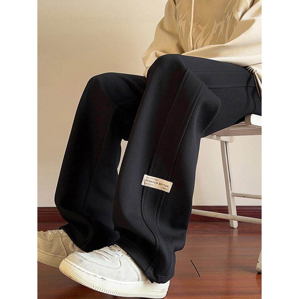 2025春秋新款直筒休闲裤子男士美式潮流高端宽松阔腿垂感运动长裤