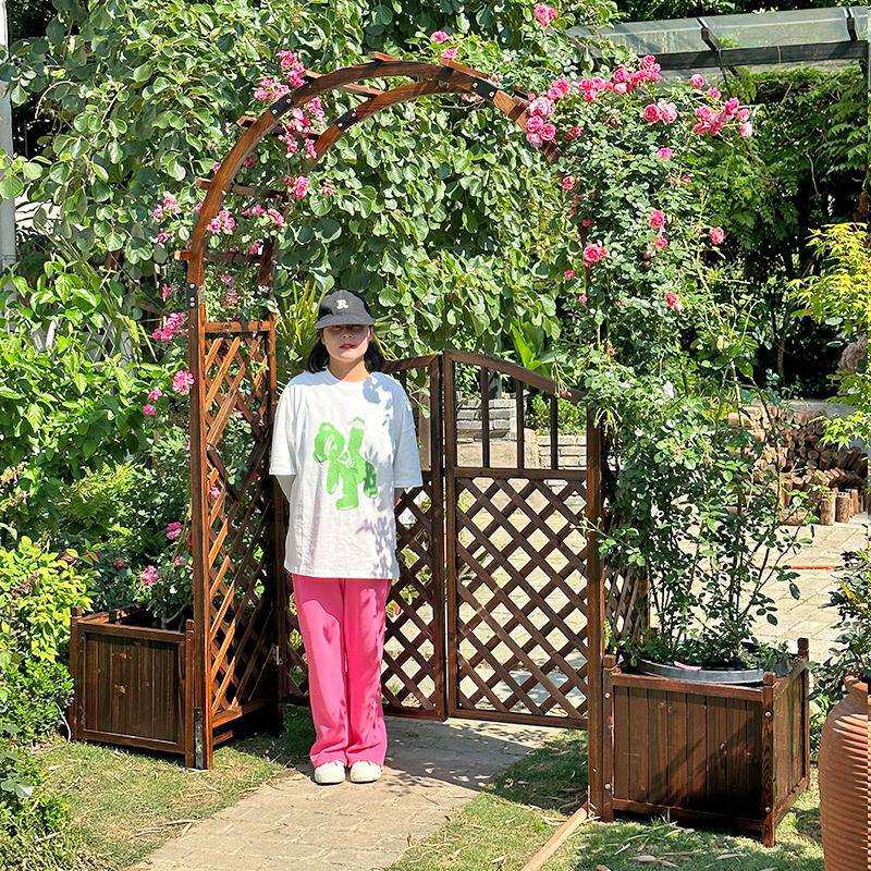 拱门花架子防腐木葡萄架阳台爬藤植物拱形庭院花园门实木花园装饰