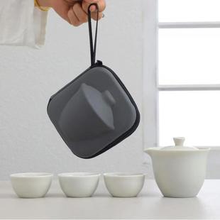 旅行茶具套装 简约便携式 快客杯一壶三杯功夫陶瓷户外收纳包印LOGO