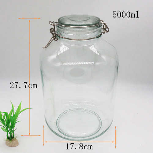 厂家批发5L密封罐不锈钢卡扣泡菜泡酒坛酱菜玻璃瓶10斤圆形储物罐