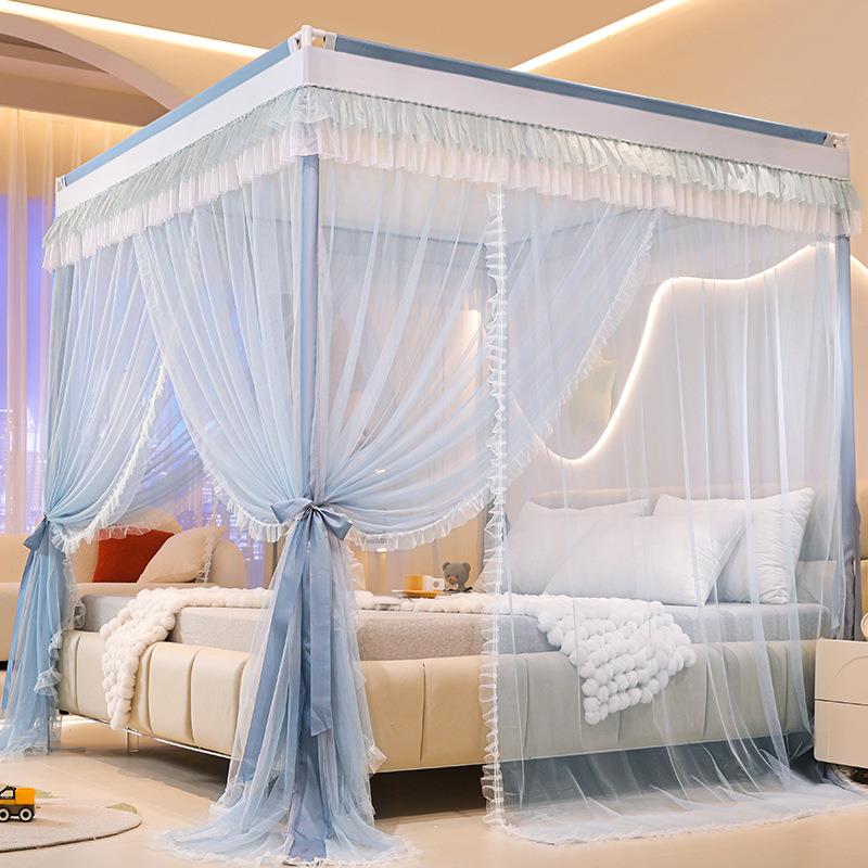 KSD202柱5新款落地三开门廷帐落地单人宫双人蚊帐四公主花边蚊蚊